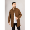 Men's Stand Collar Wool Blend Brown Overcoat