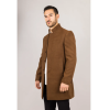Men's Stand Collar Wool Blend Brown Overcoat
