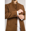 Men's Stand Collar Wool Blend Brown Overcoat