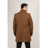Men's Stand Collar Wool Blend Brown Overcoat