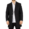 Men's Notched Lapel Collar Wool Blend Black Overcoat