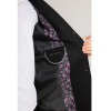 Men's Notched Lapel Collar Wool Blend Black Overcoat