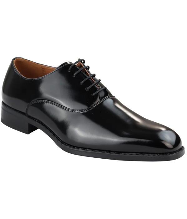 Mens Smart Formal Patent Oxford Black Shoes Shiny Laced Classic Round Toe Dress