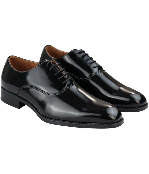 Mens Smart Formal Patent Oxford Black Shoes Shiny Laced Classic Round Toe Dress