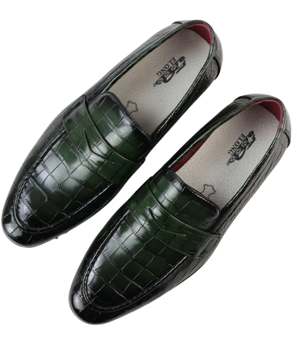 Men's Slip On Formal Green Loafers