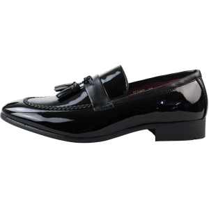 Men’s Patent Tassel Slip On Black Loafers