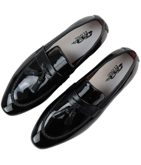 Men's Patent Tassel Slip On Black Loafers