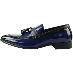 Men’s Patent Tassel Slip On Blue Loafers