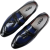 Men's Patent Tassel Slip On Blue Loafers