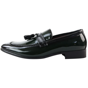 Men’s Patent Tassel Slip On Green Loafers