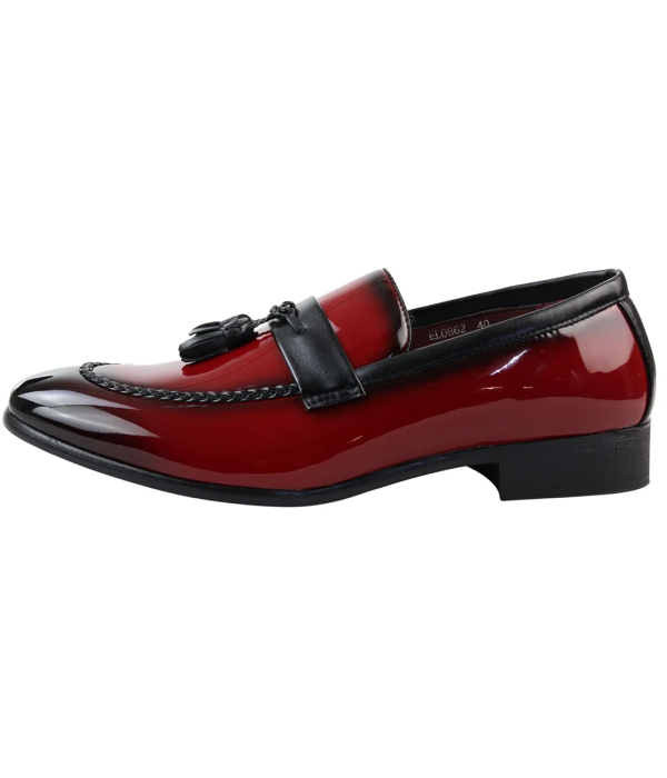 Men's Patent Tassel Slip On Red Loafers