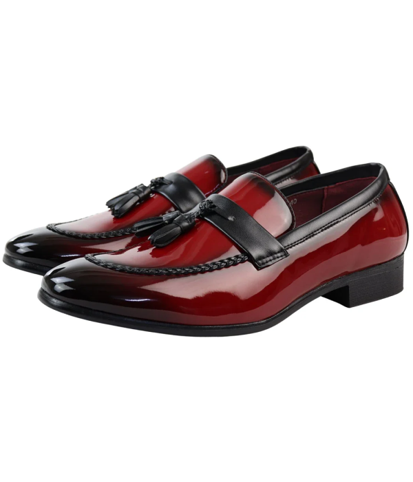 Men's Patent Tassel Slip On Red Loafers