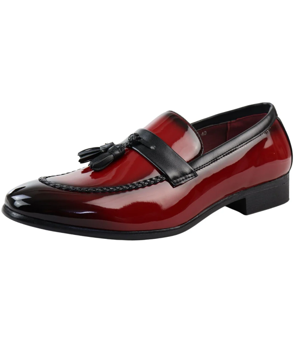 Men's Patent Tassel Slip On Red Loafers