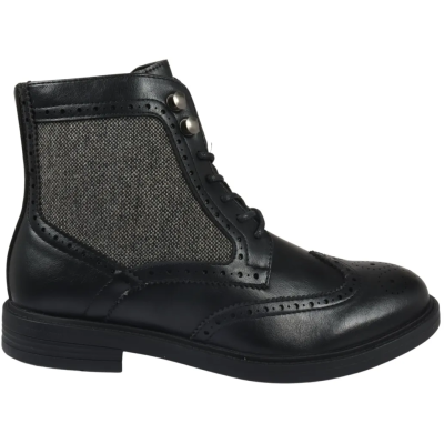 Men's Lace Up Brogue Black Ankle Boots