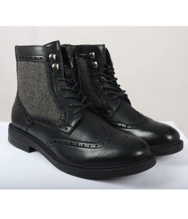 Men's Lace Up Brogue Black Ankle Boots