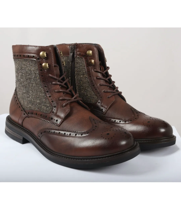 Men's Lace Up Brogue Brown Ankle Boots