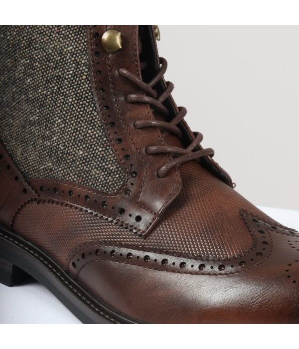 Men's Lace Up Brogue Brown Ankle Boots