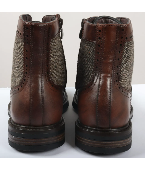 Men's Lace Up Brogue Brown Ankle Boots