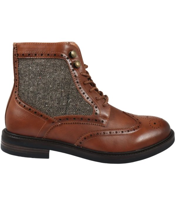 Men's Lace Up Brogue Tan Brown Ankle Boots