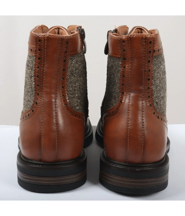 Men's Lace Up Brogue Tan Brown Ankle Boots