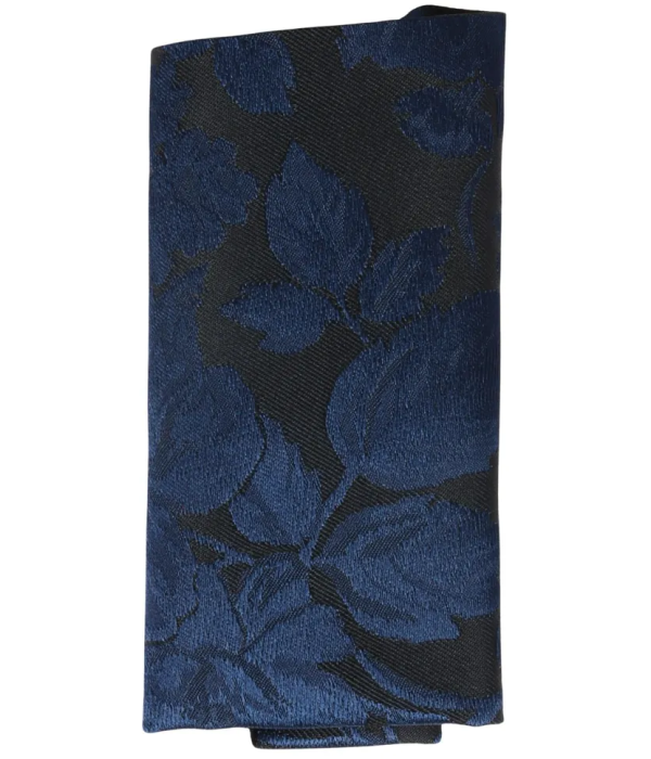 Men's Tie Pocket Sqaure Set Formal Floral Necktie - Navy