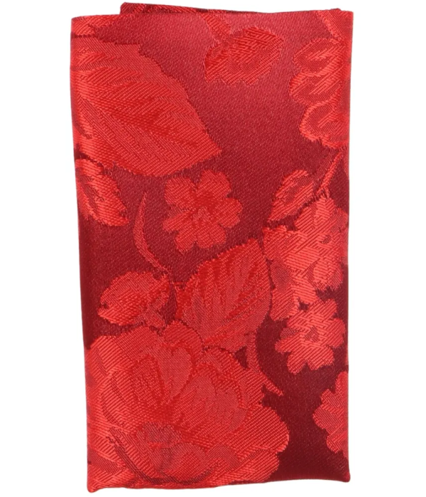 Men's Tie Pocket Sqaure Set Formal Floral Necktie - Red