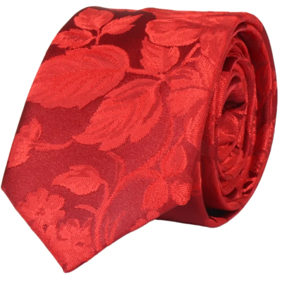 Men's Tie Pocket Sqaure Set Formal Floral Necktie - Red