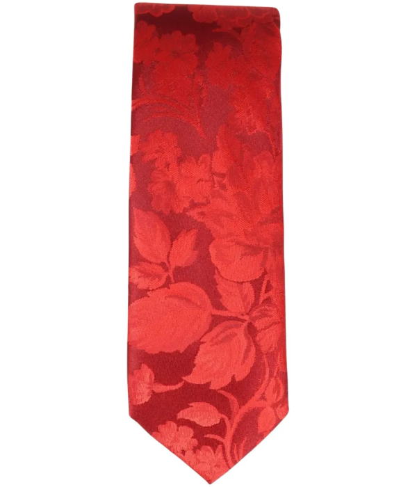 Men's Tie Pocket Sqaure Set Formal Floral Necktie - Red