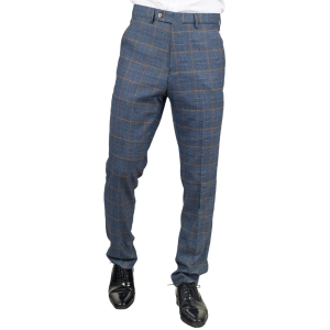 Gisborne – Men’s Navy Checked Trousers