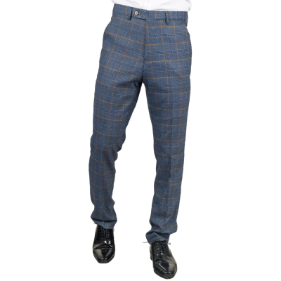 Gisborne - Men's Navy Checked Trousers