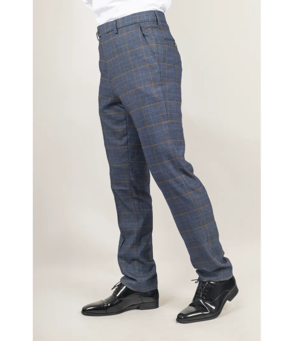 Gisborne - Men's Navy Checked Trousers