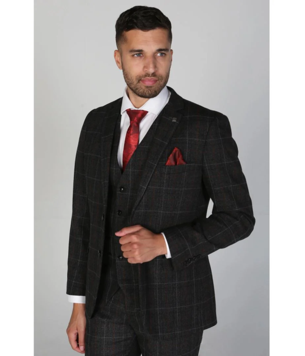 Harvey - Men's Charcoal Check Blazer