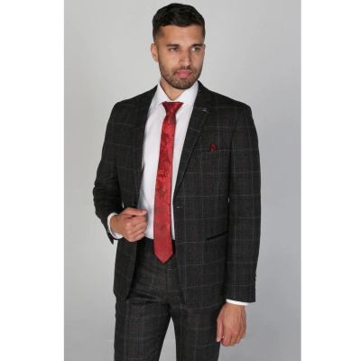 Harvey - Men's Charcoal Check Blazer