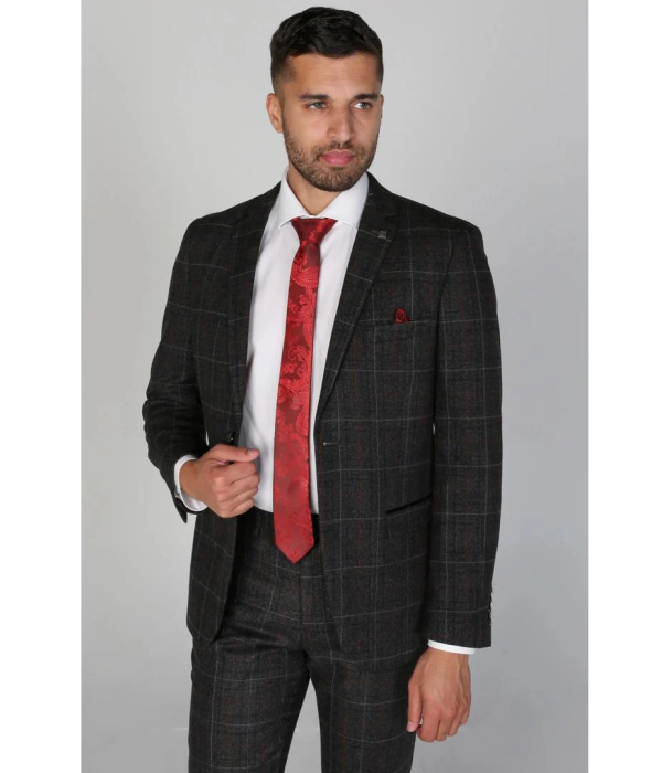 Harvey - Men's Charcoal Check Blazer