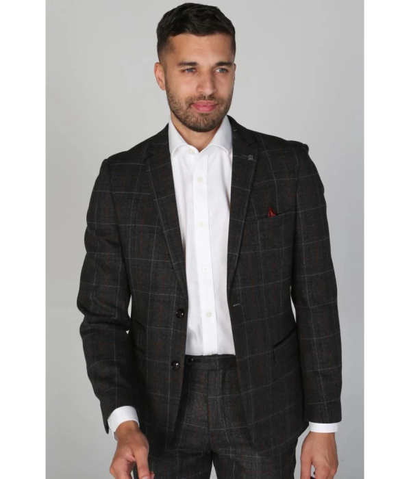 Harvey - Men's Charcoal Check Blazer