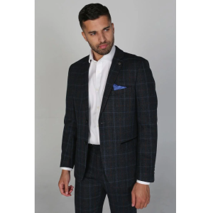 Harvey – Men’s Navy Check Blazer