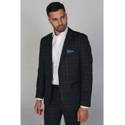 Harvey - Men's Navy Check Blazer