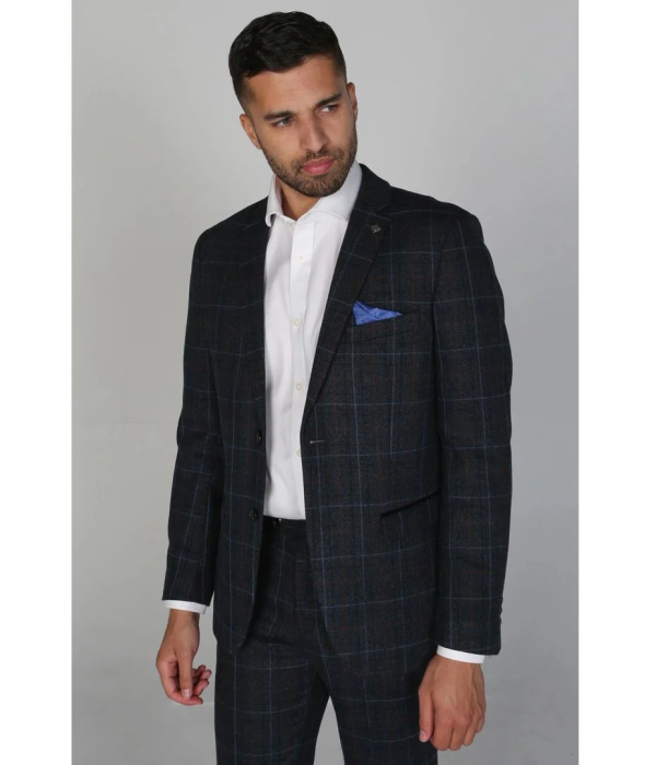 Harvey - Men's Navy Check Blazer