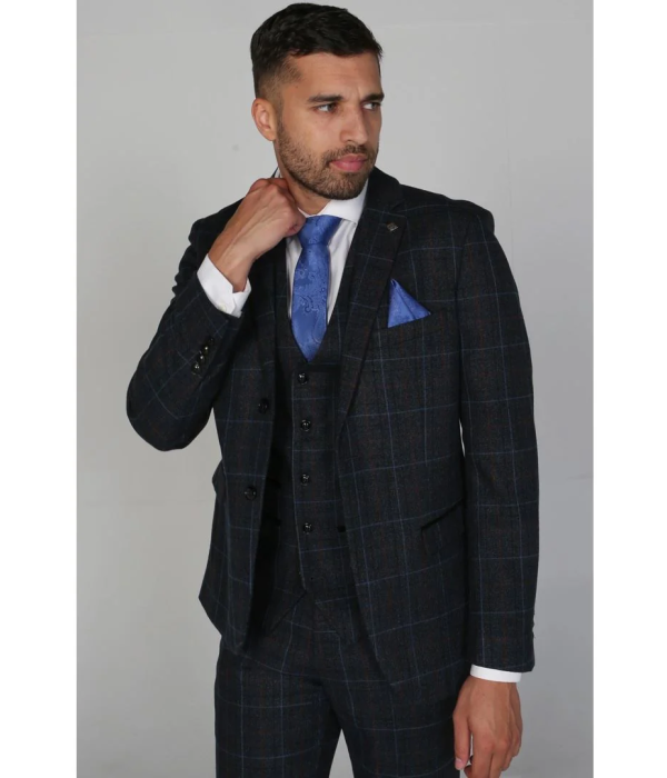 Harvey - Men's Navy Check Blazer