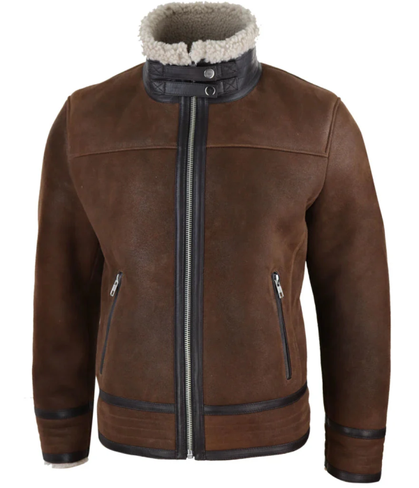 Men's Sherling Sheepskin Zip Pilot Flying Jacket WW2