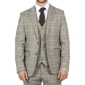 Hode – Men’s Brown Checked Plaid Tailored Fit Blazer