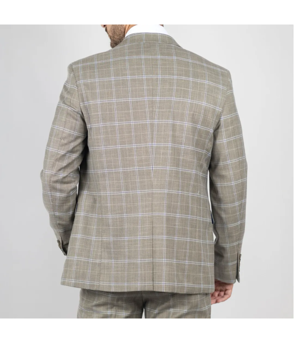 Hode - Men's Brown Checked Plaid Tailored Fit Blazer