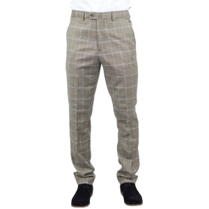 Hode – Men’s Brown Checked Formal Trousers