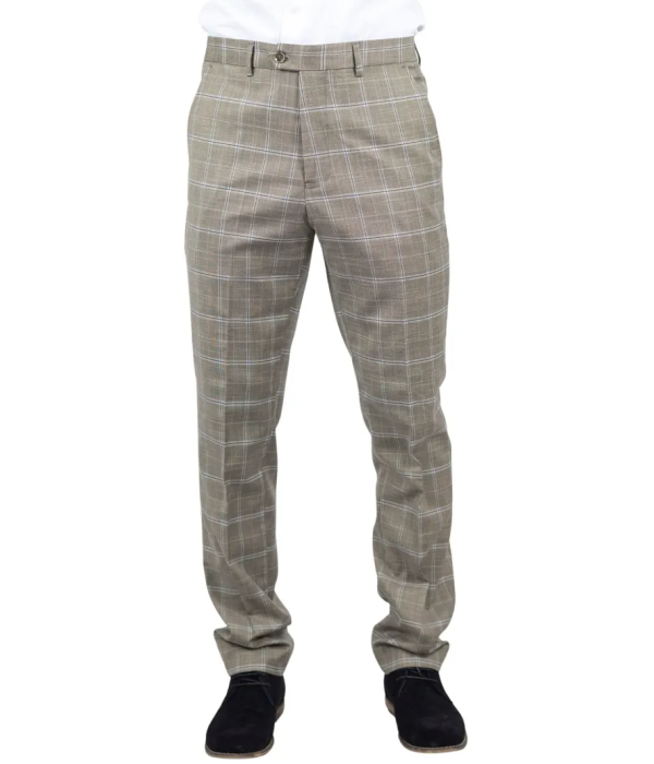 Hode - Men's Brown Checked Formal Trousers