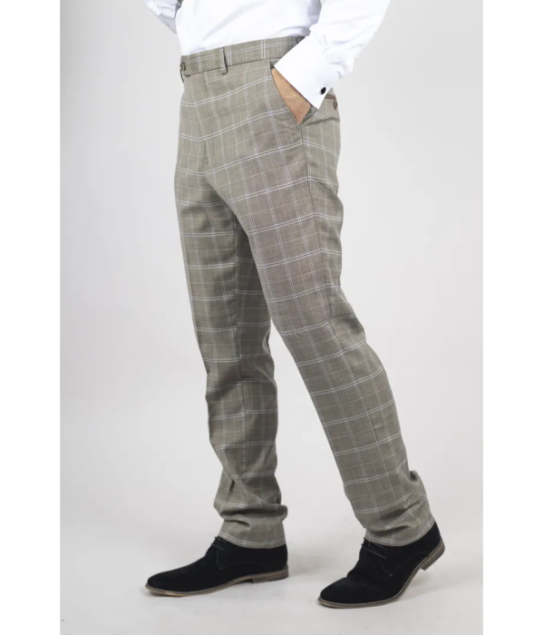 Hode - Men's Brown Checked Formal Trousers