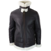 Men's Leather Sherling Sheepskin Hood Jacket Aviator Flying Pilot