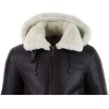 Men's Leather Sherling Sheepskin Hood Jacket Aviator Flying Pilot