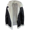 Men's Leather Sherling Sheepskin Hood Jacket Aviator Flying Pilot