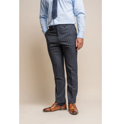 Invincible - Men's Navy Blue Pinstripe Trousers