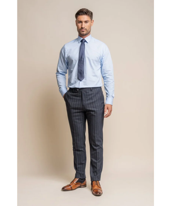 Invincible - Men's Navy Blue Pinstripe Trousers